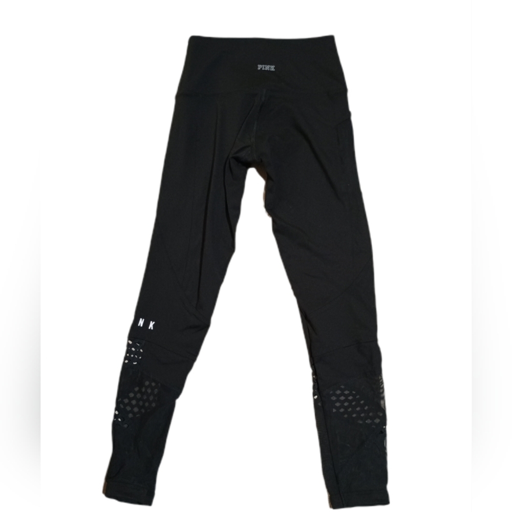 PINK Victoria's Secret Black Mesh Detail Performance Leggings